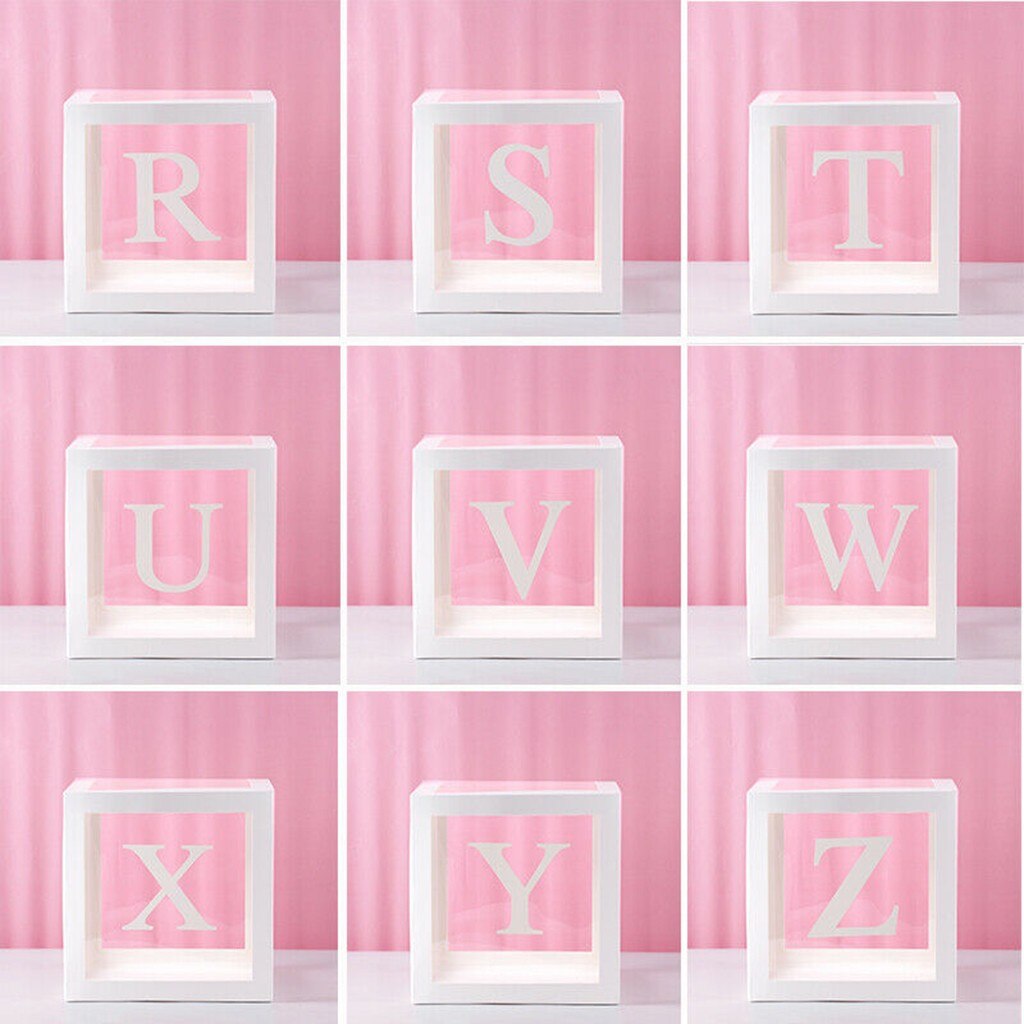 Letter A- Z Transparent Boxes Kid Birthday Baby Shower Birthday Party Decoration Shower Balloon Storage Box Party Supplies