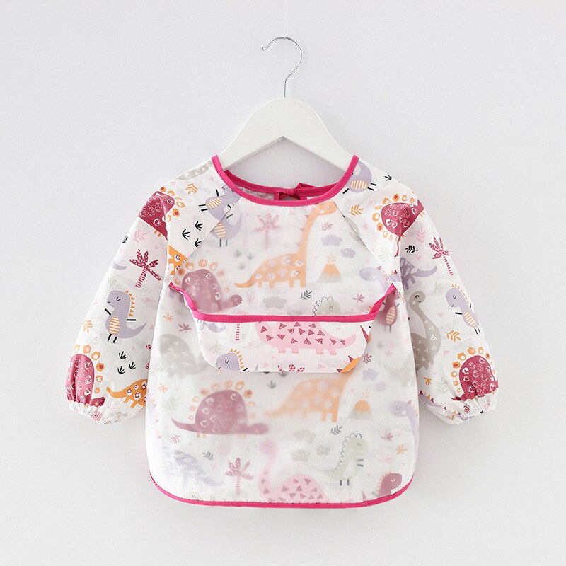 Baby hagesmække lange ærmer tegneserie dyr baby hagesmække uden ærmer eva vandtæt forklæde spædbarn spiser fodring hagesmække børn tegner forklæder: Ærme 7