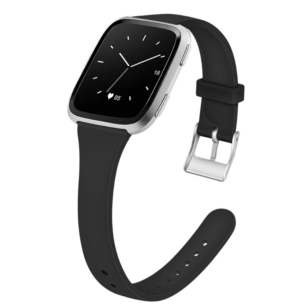 Replacement Band For Fitbit Versa 2 Band Silicone Slim Thin Narrow Replacement Watch Starp For Fitbit Versa/Versa 2 Women Men: Black / S-(140-190mm)