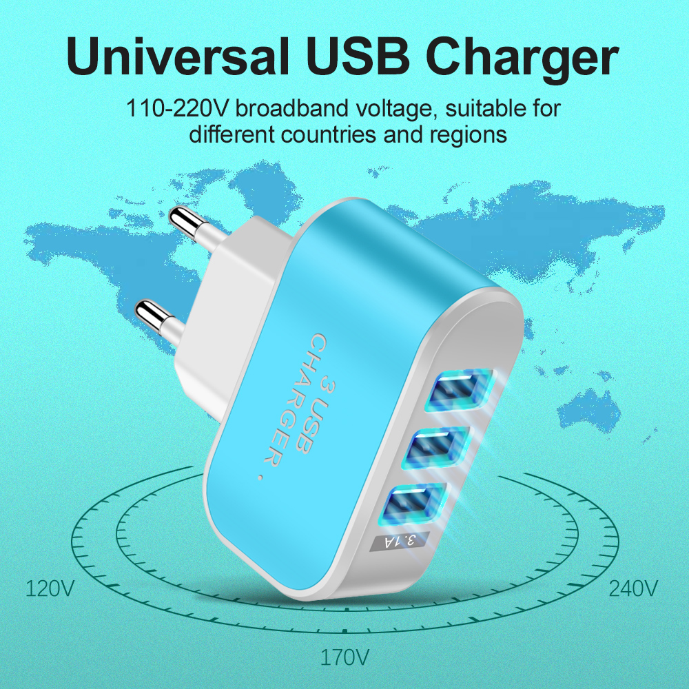 Tête de chargement multifonctionnelle à 3 Ports USB, 5V, 1a, chargeur de téléphone portable USB unique