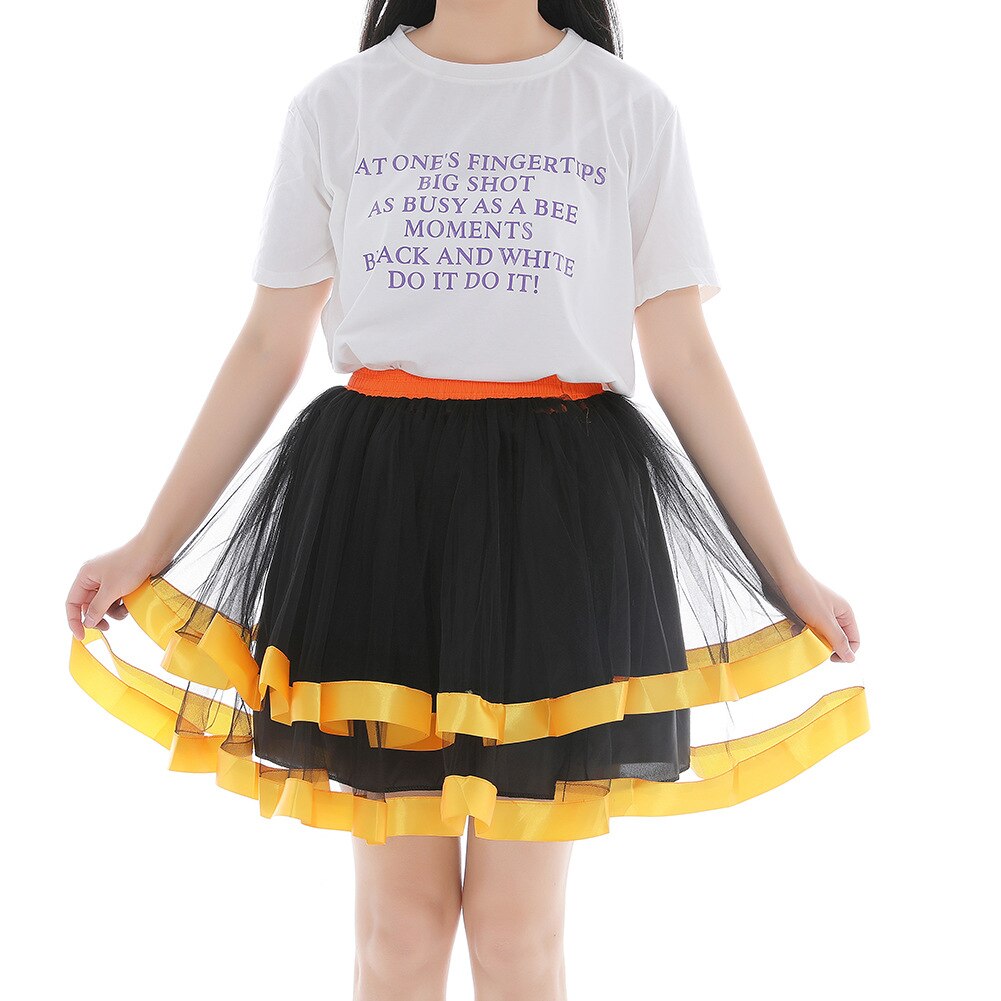 Elastic Waist Vintage Rockabilly Petticoat Crinoline Puffy Tutu Tulle Underskirt Net Tulle Princess Ballet Dance Pettiskirts 045: black and gold / waist 66-110 cm