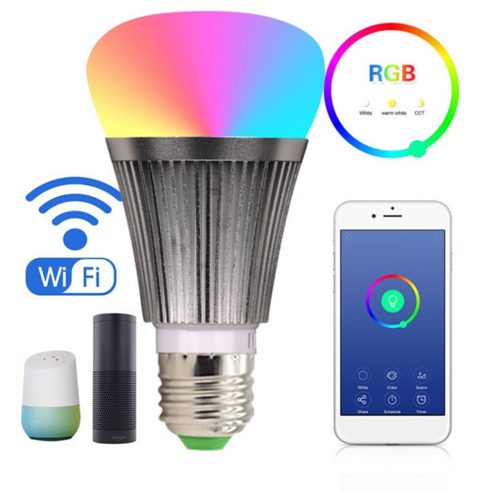 7W LED Lamp E27 RGB Lampen Smart Wifi Lampen met APP Afstandsbediening Dimmer Kleur Veranderende Werkt Met alexa voor Android iOS