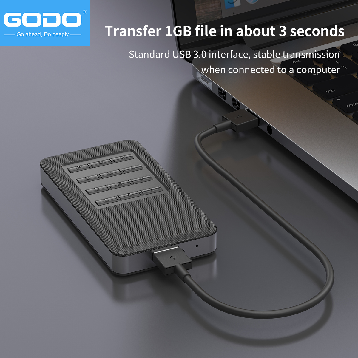 GODO M.2 MSATA Hardware encryption USB3.0 Full disk EncryptionTool free Installation with Password Mobile Hard Disk Box 2.5“Sata