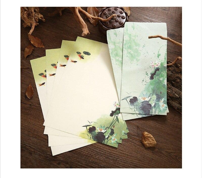 6 unids/set Vintage y sobre papel de carta Set (4 de papel de carta + 2 sobres) flores para manualidades sobre papel de cartas de papelería: NO.7