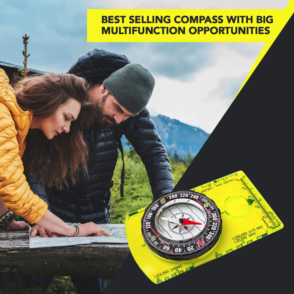 Multifunctional Hiking Compass Outdoor Gadget Navigation Camping Orienteering Backpacking Map Reading Compass for Scout Kids