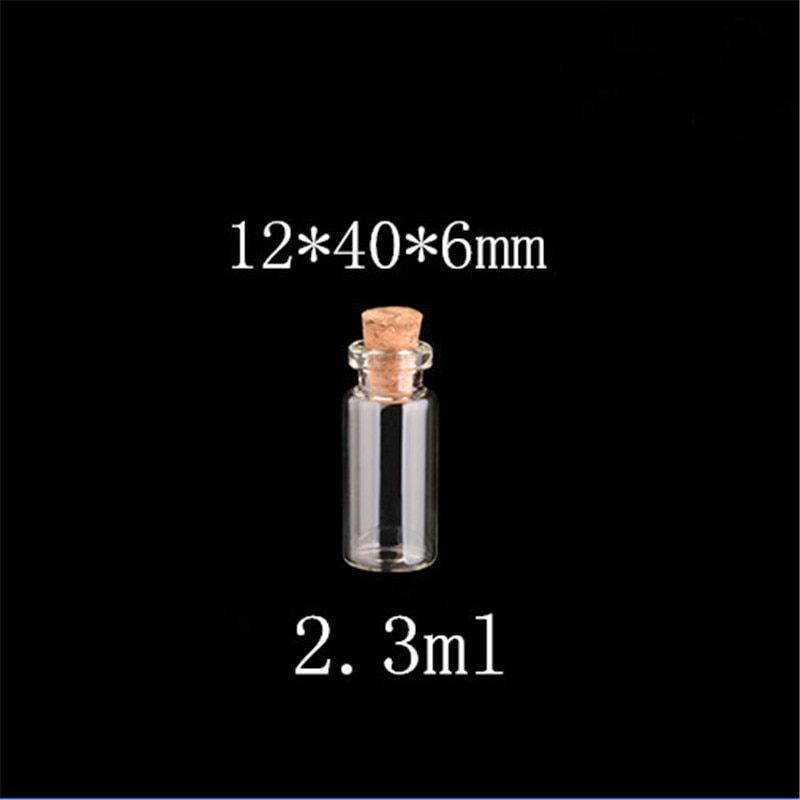 12*40*6mm 2,3 ml Glasflaschen Mit Korken Kleine transparent Mini Leere Glas Fläschchen Gläser 200 teile/los
