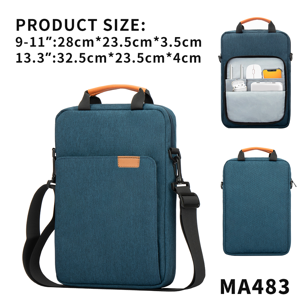 Tablet schoudertas voor iPad air pro 12,9 ", IPad Air 10,9" Surface Go 3/2 Galaxy Tab A 10, laptoptas handtas Birefcase: ELEVEN / Blauw
