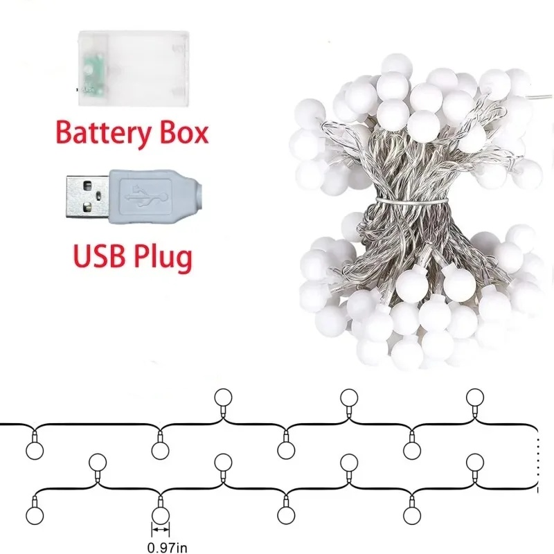 LED chaîne lumières USB/batterie puissance Globe ampoules LED boule guirlande lumières jardin noël Camping tente auvent décor