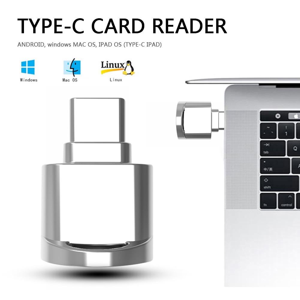 Mini Portable USB Type C Card Reader 512GB OTG TF Memory Card Reader for Smartphone Tablet Laptop Desktop PC