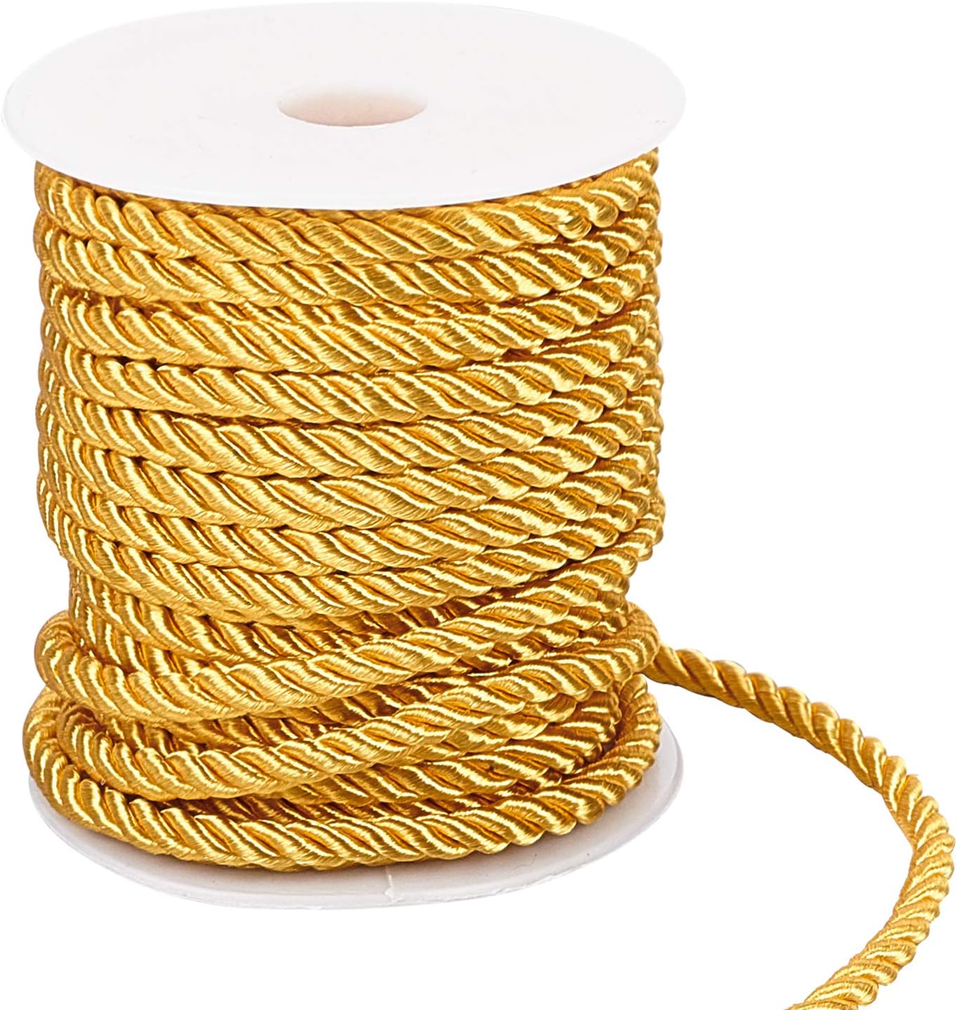 Cordón trenzado de 5MM, adorno de cuerda artesanal, cuerda decorativa de poliéster, cordón hecho a mano para manualidades de costura, tapicería, decoración del hogar, 5m: Dorado