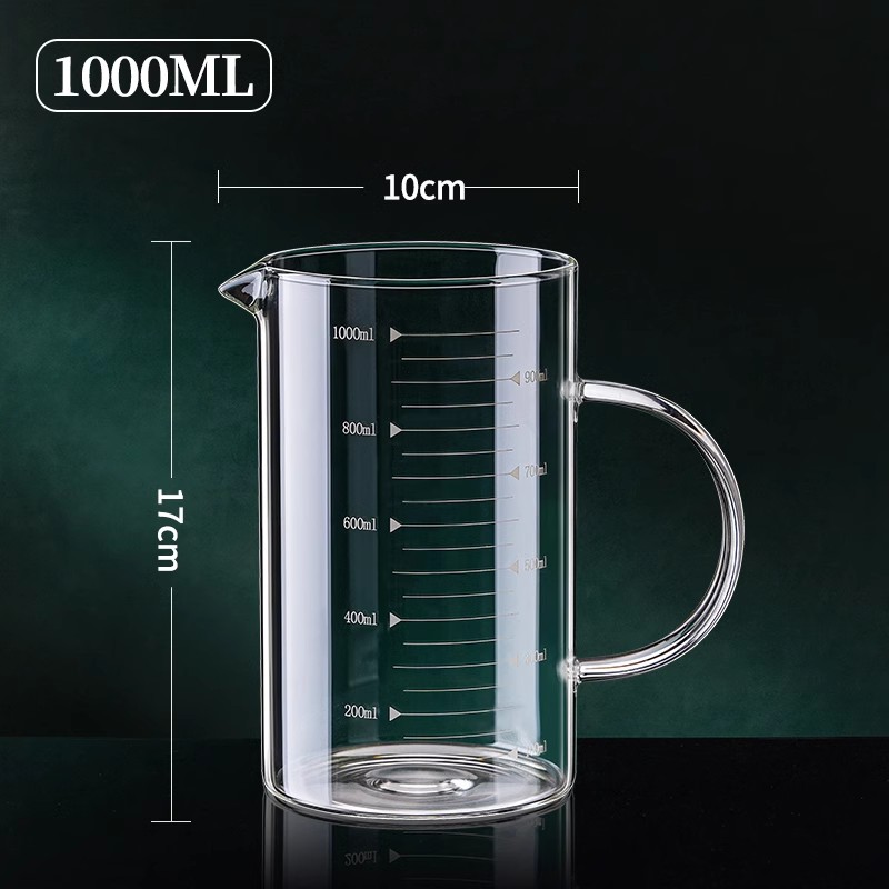 1pcs Glazen Maatbeker Met Handvat hittebestendig Laboratorium Beker Keuken Melk Koffie Maatbeker 250/350/500/1000ml: Donker Kaki
