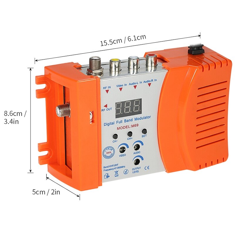 Eu-kontakt, modulator högpresterande kompakt rf-modulator o video tv-omvandlare rhf uhf signalförstärkare  ac230v nstrument