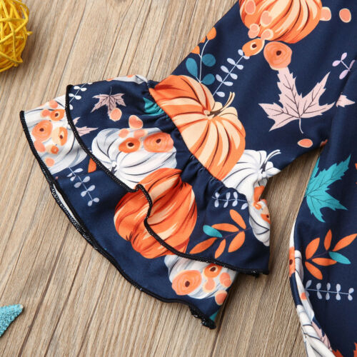 Ropa de bebé primavera otoño niño pequeño bebé niña halloween calabaza manga larga acampanada tops + faldas tubo conjunto de trajes de algodón