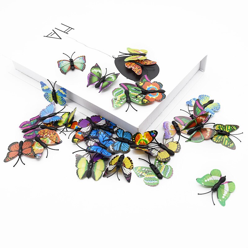 20 stykker kunstig sommerfugl 4cm 6cm 7cm boligindretning tilbehør hovedbeklædning væg klistermærker slik æske scrapbooking baggrund