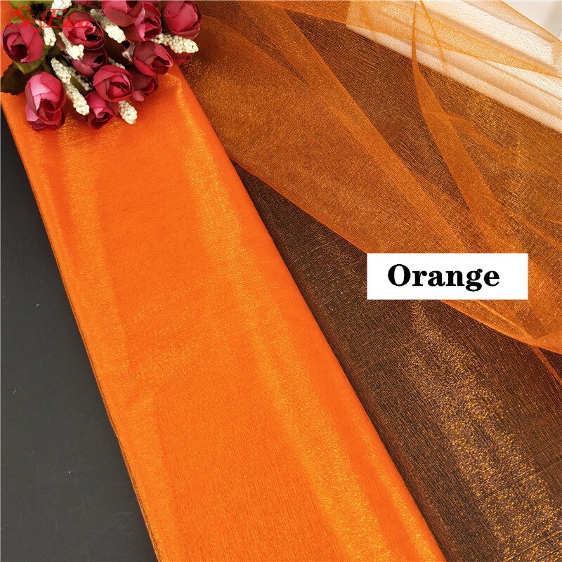 Top! 48CM x 5M Tulle rouleau cristal tissu Organza Tulle rouleau bobine de mariage décoration fête d'anniversaire enfants bébé douche 5ZSH015: orange