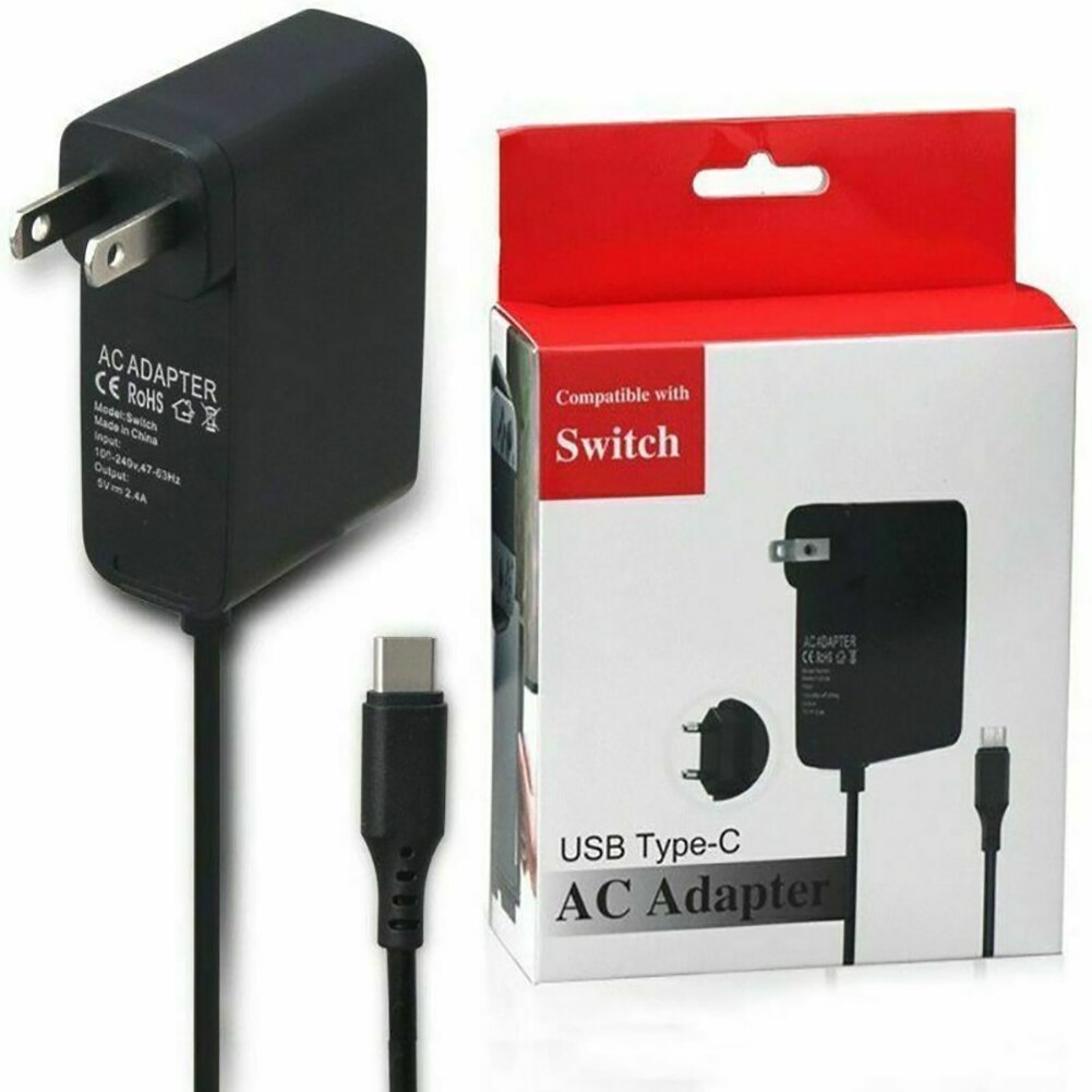 Adaptateur secteur eu/us pour nintendo switch  ns 2.4a, chargeur de voyage pour nintendo, alimentation usb type c
