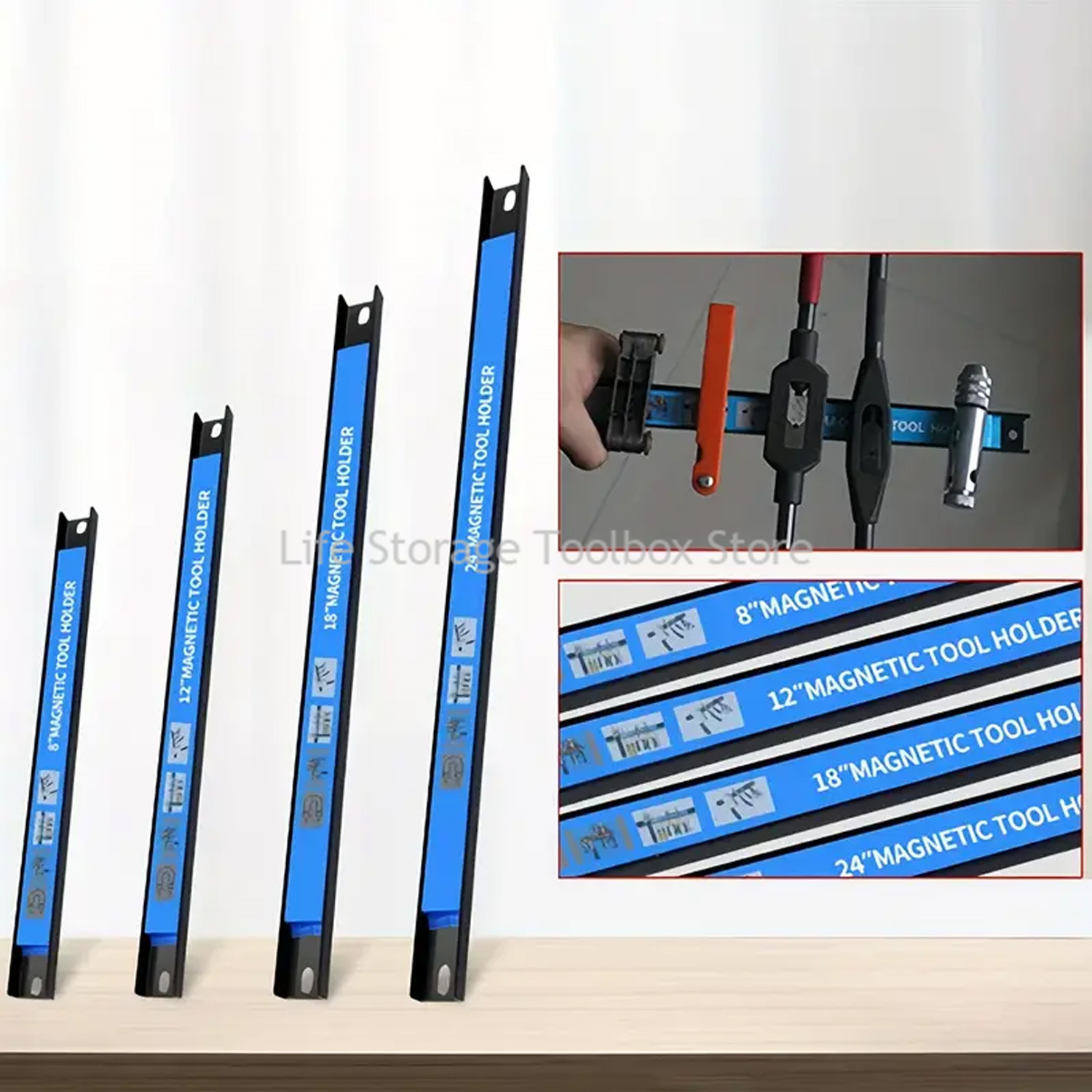 8" 12" 18"24" Strong Magnetic Tool Holder Heavy-duty Magnet Tool Bar Strip Rack Workshop Garage Organizer Rack Tool Cabinet