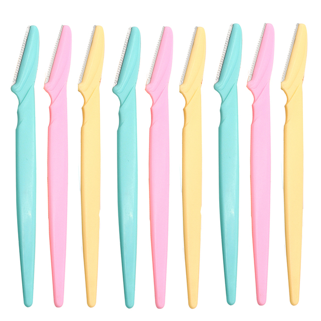 10 Stuks Wenkbrauw Trimmer Blade Scheerapparaat Draagbare Gezicht Scheermes Eye Brow Epileren Ontharing Snijders Veiligheid Scheermes Vrouw Make-Up: Geborsteld Messing