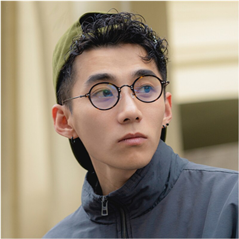 Montura de gafas de titanio redondas para hombre y mujer, lentes graduadas ópticas de japonés, gafas ultraligeras para Miopía