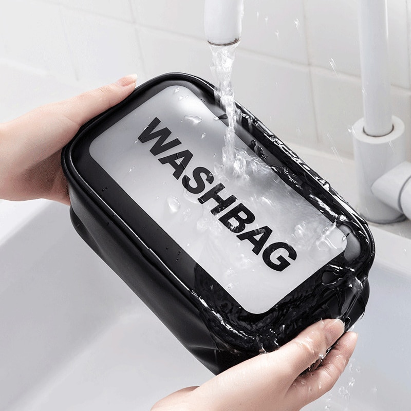 Stijlvolle brief toilettas pu make-up tas transparante reisorganizer toilettassen hoge capaciteit waterdichte dames cosmetische tassen