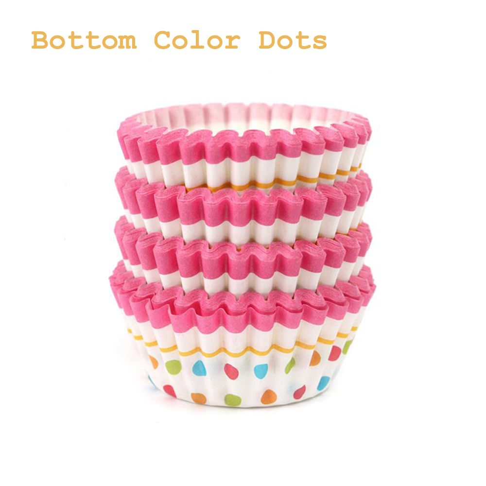 100 Stuks Vetvrij Cupcake Bakken Muffin Papier Doos Cup Case Ronde Bruiloft Cupcake Liner Bakken Cup: Bottom color dots