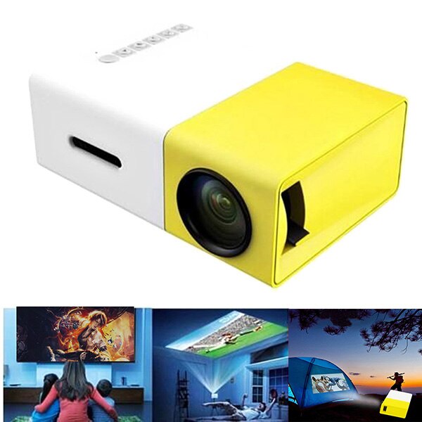 Proyector Mini proyector portátil Teatro Home Office HD 1080P amarillo PUO88