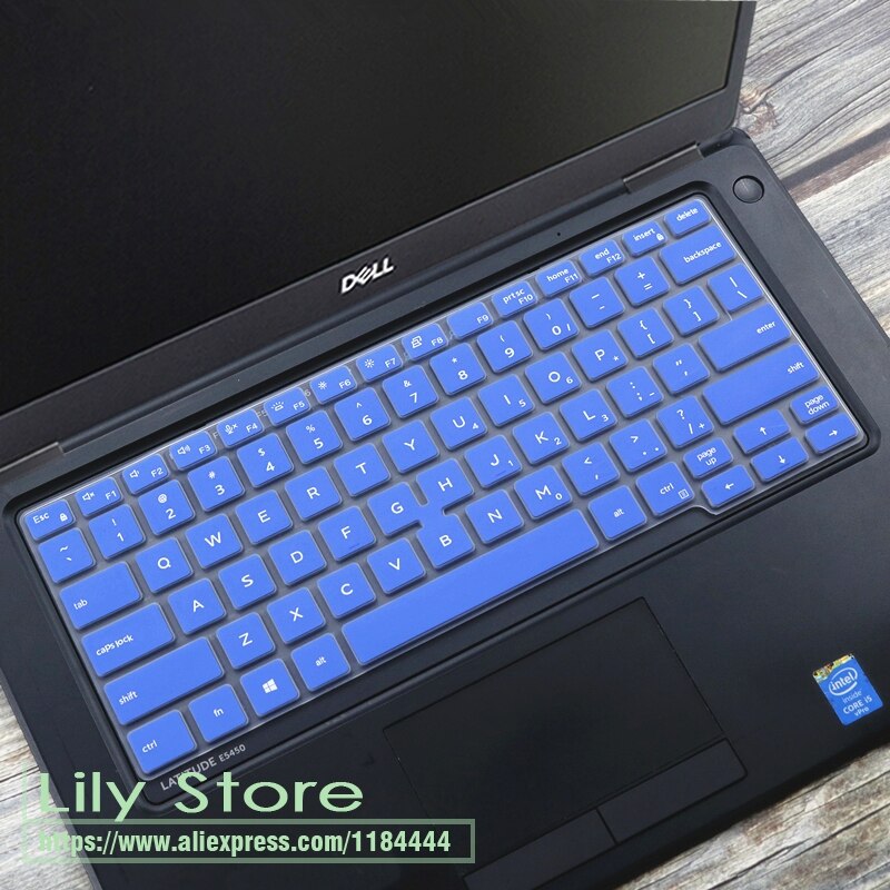 14 tommer silikone notebook laptop tastatur cover beskytter hud til dell latitude 7400 3400 5400 5401 7400: Blå
