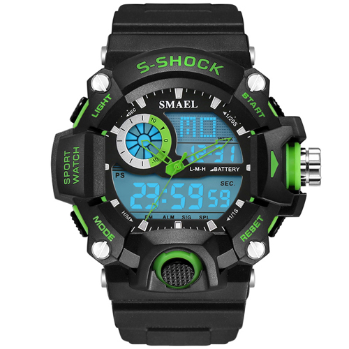Meilleure Relojes Hombre hommes montre à Quartz numérique hommes G Sport 5 Bar étanche Quartz Led extérieur Sport montres hommes Reloj armée: green