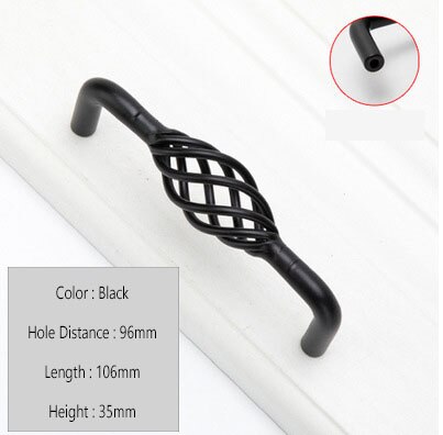 Vintage Antique Bronze Drawer Knobs Cabinet Handles Hollow Out Birdcage Handles Wardrobe Door Pullers Furniture Handle: Black C 96mm
