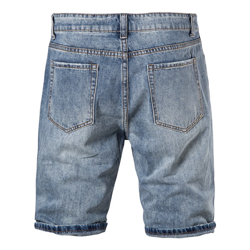 Pantalones cortos vaqueros de algodón para hombre, Bermudas ajustadas con agujeros, para patinar, harén, tobilleros rasgados, novedad de verano