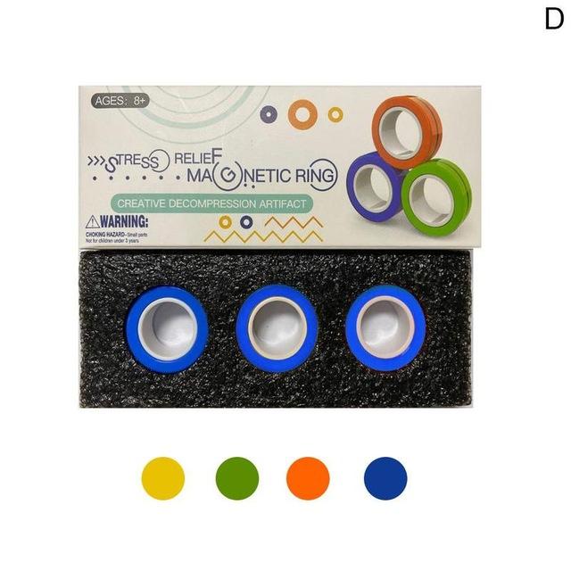 Anti-stress magnetiske ringe magisk magnetisk armbånd ring unzip legetøj angst lindring fokus børn dekompression fidget legetøj: D blå