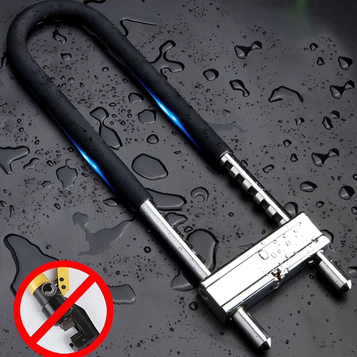 Verrou à manille réglable en forme de U pour vélo, convient à la plupart des broches, idéal pour une utilisation intérieure et extérieure (noir)