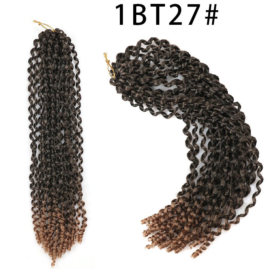 Szydełkowe warkocze syntetyczne włosy pasja skręcać rzeka bogini zapleciony doczep robić włosów Ombre brązowy Faux Locs z kręconymi włosami za pomocą148