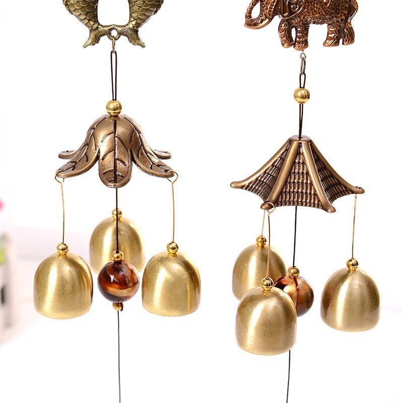 1Pcs Antique Wind Chime Copper Yard Garden Outdoor Living Decoration Metal Wind Chimes Outdoor Chinese Oriental Lucky Metal Win
