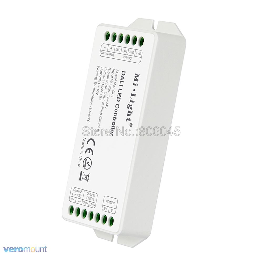 Miboxer DL1 DALI LED Strip Controller Max DC12V-24V 12A DALI Dimming Controller Compatible with 0-10V Signal Output