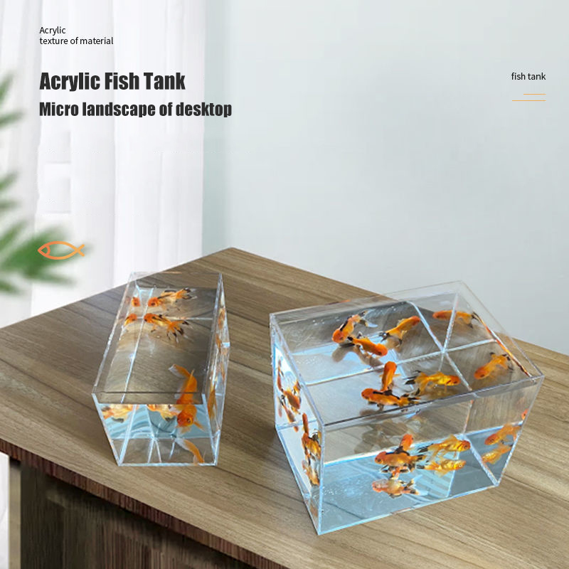 Estante de exhibición de acrílico para acuario, estantería de múltiples rejillas de escritorio para peces pequeños, aislamiento de tanque de tortugas, Paisaje en miniatura