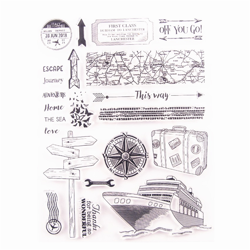 Sellos náuticos transparentes de viaje, sello de rodillo de silicona para álbum de fotos de álbum de recortes DIY/fabricación de tarjetas,