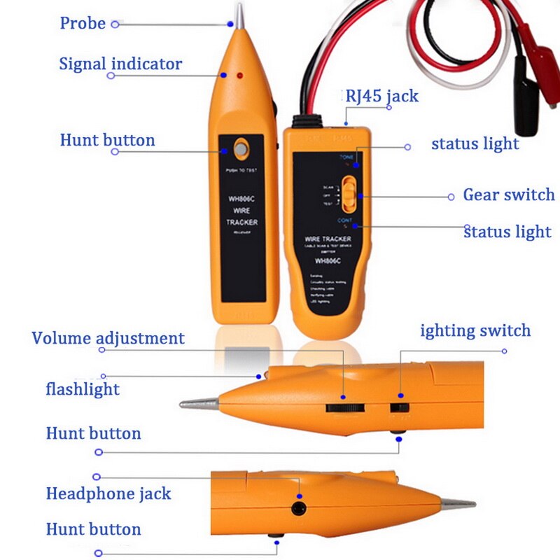 Wire Tracker Network Cable Tester for Cat5 Cat6 RJ11 RJ45 Crimper Lan Diagnose Networking Tools