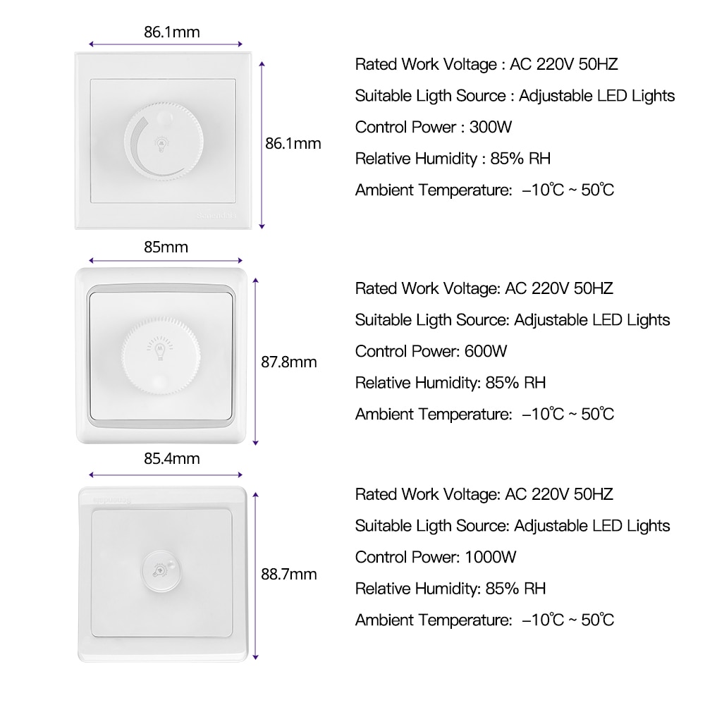 Led Scr Dimmer Muur Schakelaar 300W 600W 1000W AC220V Led Dimmen Controller Voor Dimbare Plafond Licht Downlight spotlight