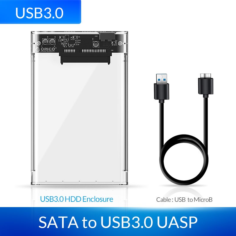 Orico hdd caso 2.5 polegada sata para usb3.0 usb ssd adaptador para 7mm disco rígido caixa de disco rígido claro externo móvel hdd hd caixa de cerco