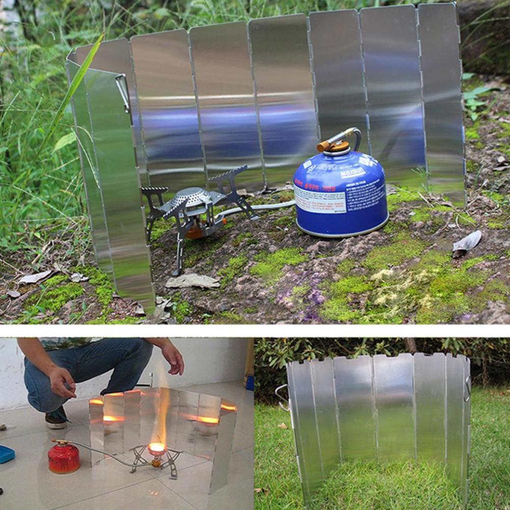 10 Platen Outdoor Gasfornuis Wind Shield Opvouwbare Camping Kachel Scherm Brander Picknick Winddicht Koken Legering Voorruit Aluin M0X2