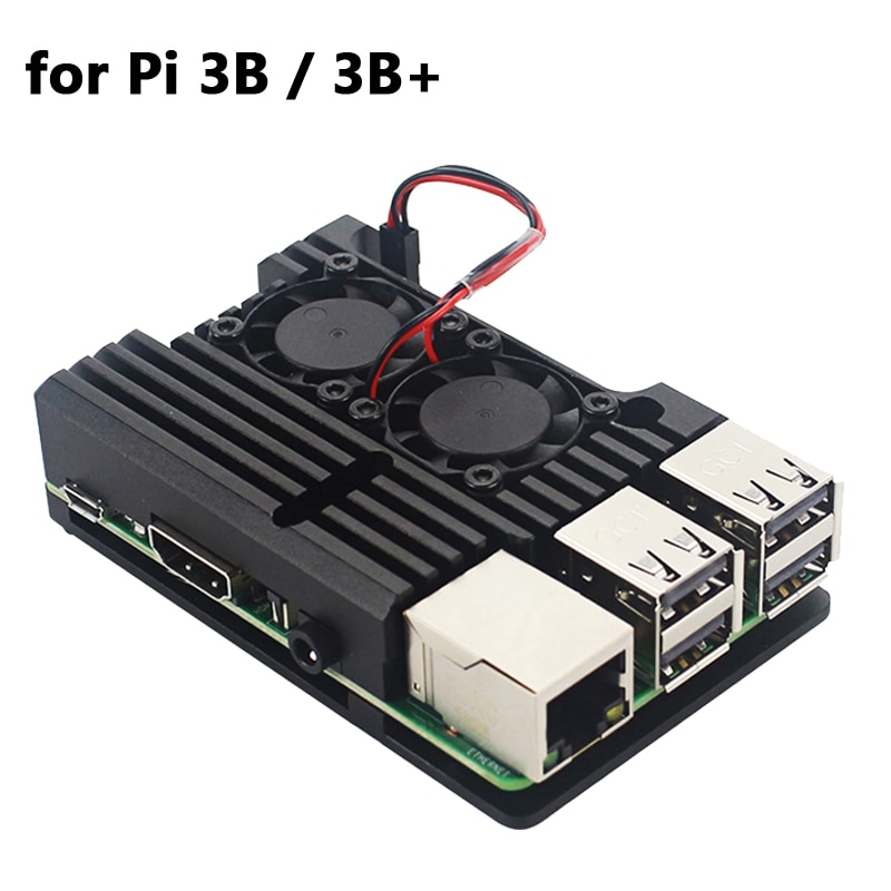 Himbeere Pi 4, Aluminiumlegierung, Metallgehäbenutzen, Lüftergehäbenutzen, Himbeere Pi 3, Dual-Lüftergehäbenutzen, Optional für RPi 4B 3B Plus 3B