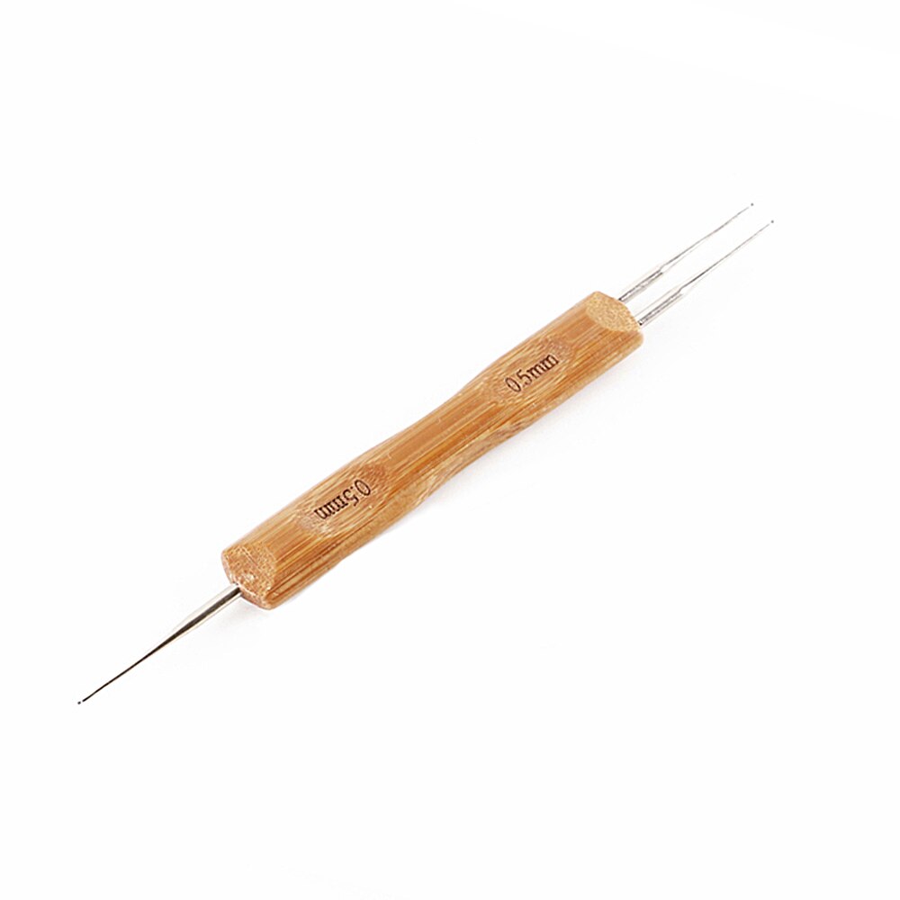 0.75Mm Crochet Hooks Dreadlock Hair Braids Needle Single Double Hook Crochet Tools Bamboo Handle Crochet Needles For Braid Craft: 0.5mm 1tou 2tou