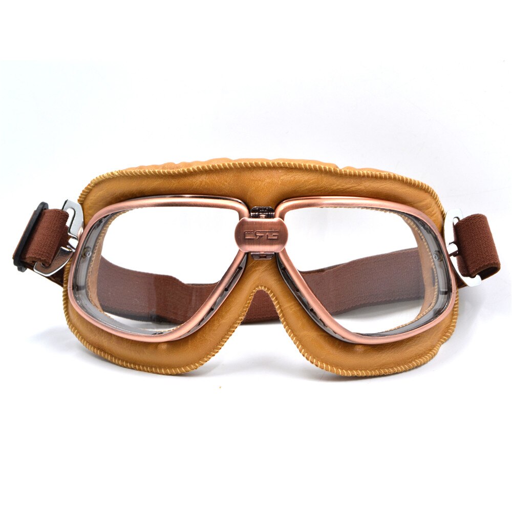 Gafas Retro para motocicleta, lentes clásicas para Moto, Yamaha Pilot Steampunk ATV, casco de cobre: Beige
