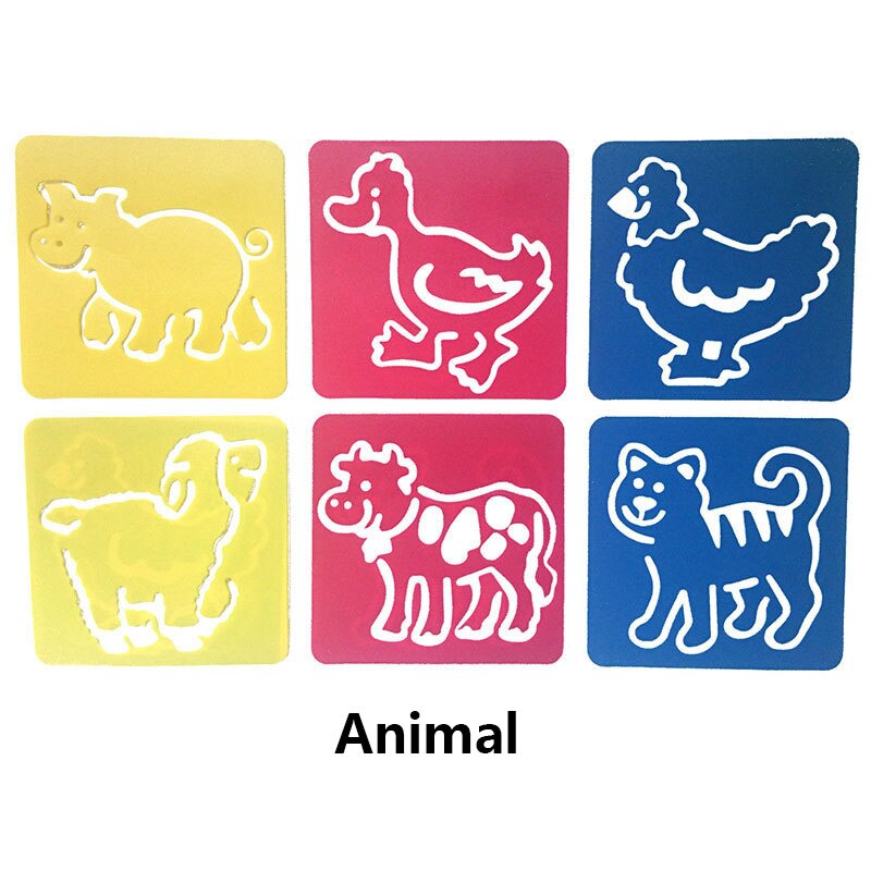 DIY Children&#39;s Painting Template Pattem Stencils Kids Animals Car Fruit Templates Early Educational Baby Child Drawing Toy