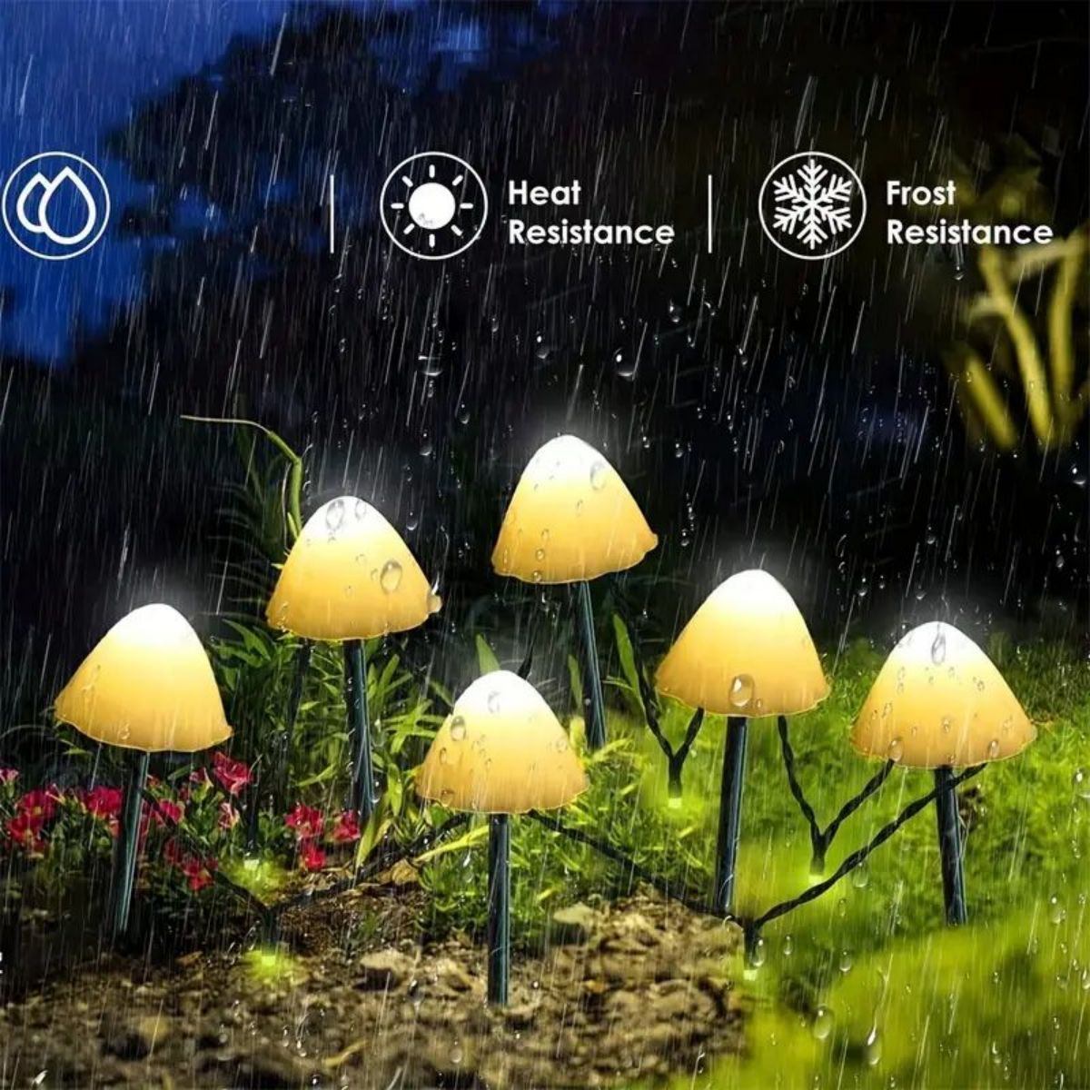 1pc Solar Small Mushroom Lights, Waterproof Solar Patio Lights, Solar Fairy Lights For Garden Yard Porch WeddingParty Decoration