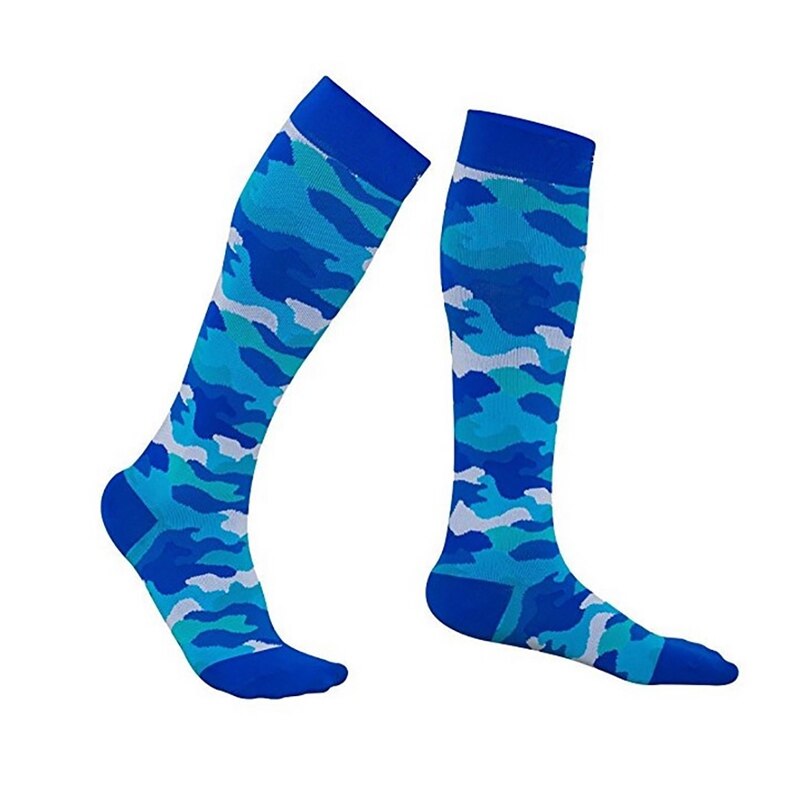 Chaussettes de Compression élastique lisse résistant à la chaleur genou résistant haute/longue Polyester imprimé Nylon bonneterie chaussures accessoires: Bleu / L/XL