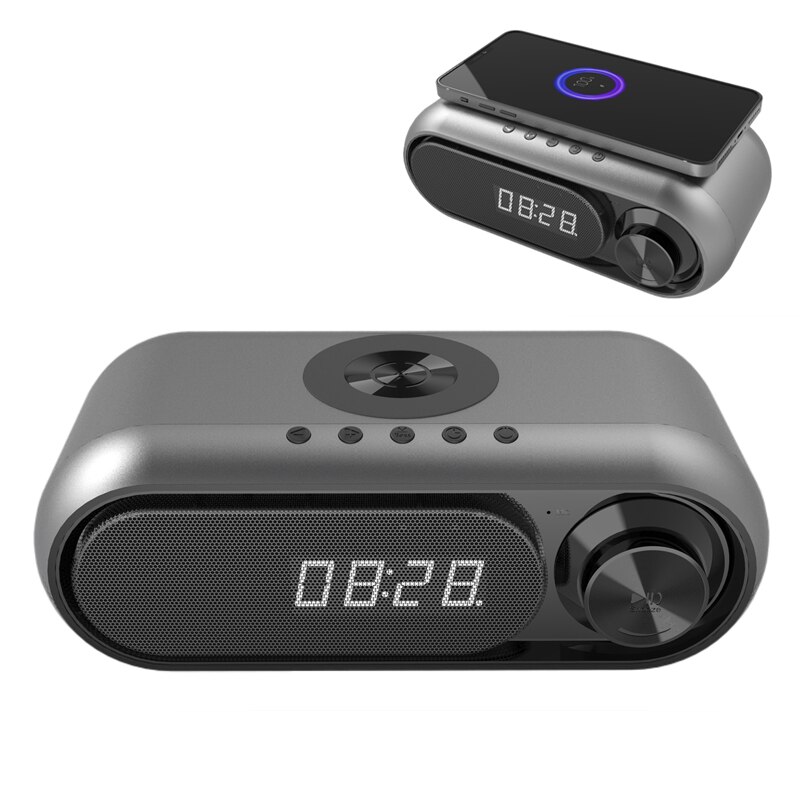 Speaker Bluetooth Digital Wireless Charging Alarm Clock FM Radio,10W Fast Wireless Charger Station for IPhone/Samsung Galaxy