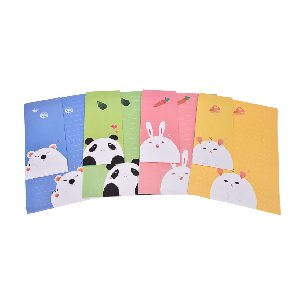 Enveloppes en papier Kraft Vintage mignon dessin animé Kawaii papier coréen papeterie 6 feuilles papier lettre + 3 pièces enveloppes par ensemble