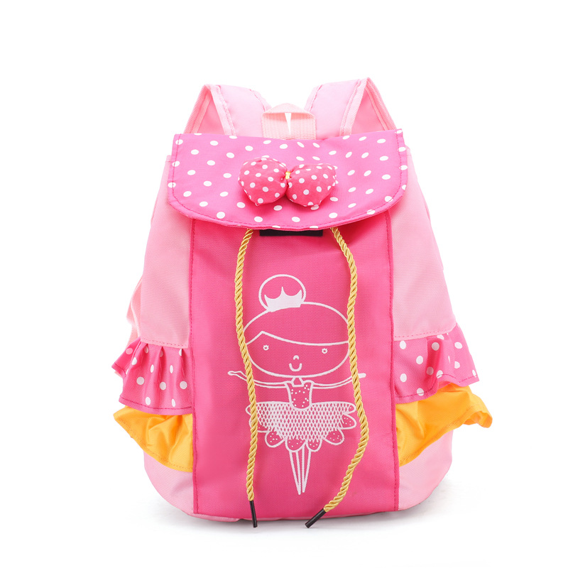 Rosa Kinder Mädchen Ballett Dance Tasche Studenten Schule Rucksack Dot Bogen Spitze Tiered Rüschen Kinder Schule Taschen Mädchen Rucksack Licht: Rose red B